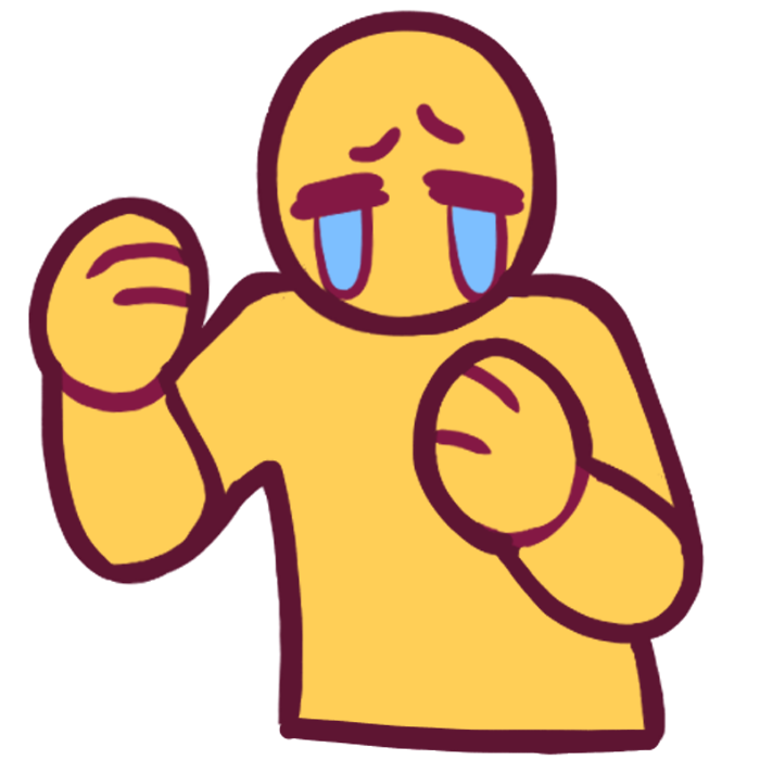 an emoji yellow figure with arms help up, crying.